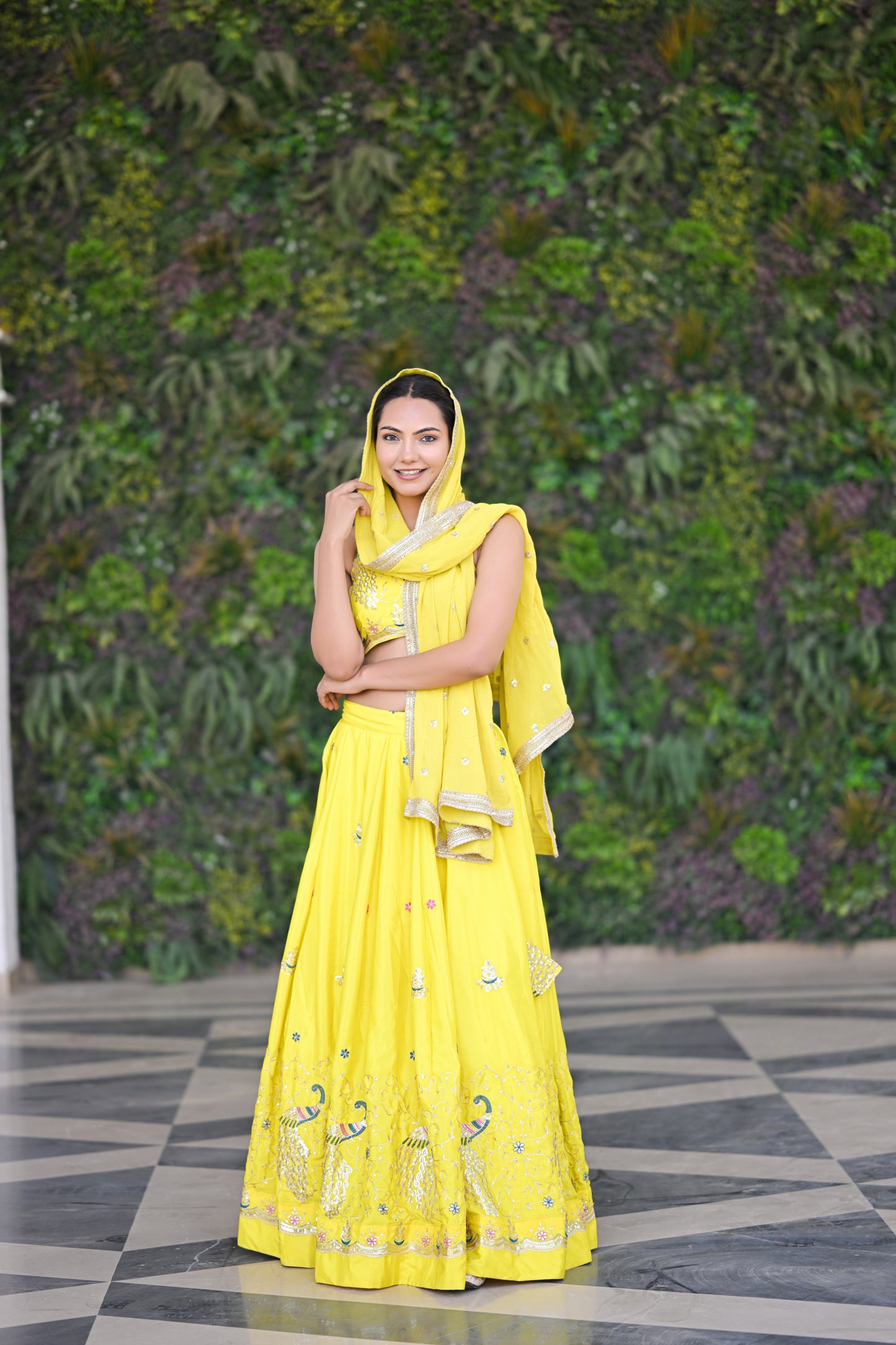 Bright Yellow Sparkle Embellished Lehenga