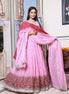 Pink and Red Embroidered Georgette Lehenga