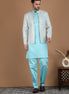 Aqua Blue Silk Nehru Jacket Set