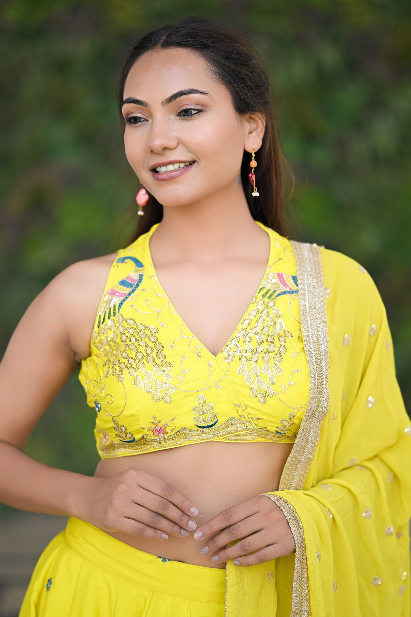 Bright Yellow Sparkle Embellished Lehenga