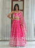 Pink Thread Embroidered Net Lehenga
