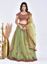 Olive Green Hand-Embroidered Silk Lehenga