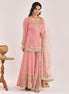 Dusty Peach Embroidered Satin Sharara Suit