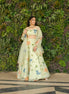 Light Green Multicolor Floral Embroidered Organza Lehenga and Detachable Sleeves