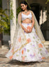 White Multicolor Floral Embroidered Organza Lehenga