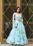 Light Blue Multicolor Floral Embroidered Organza Lehenga