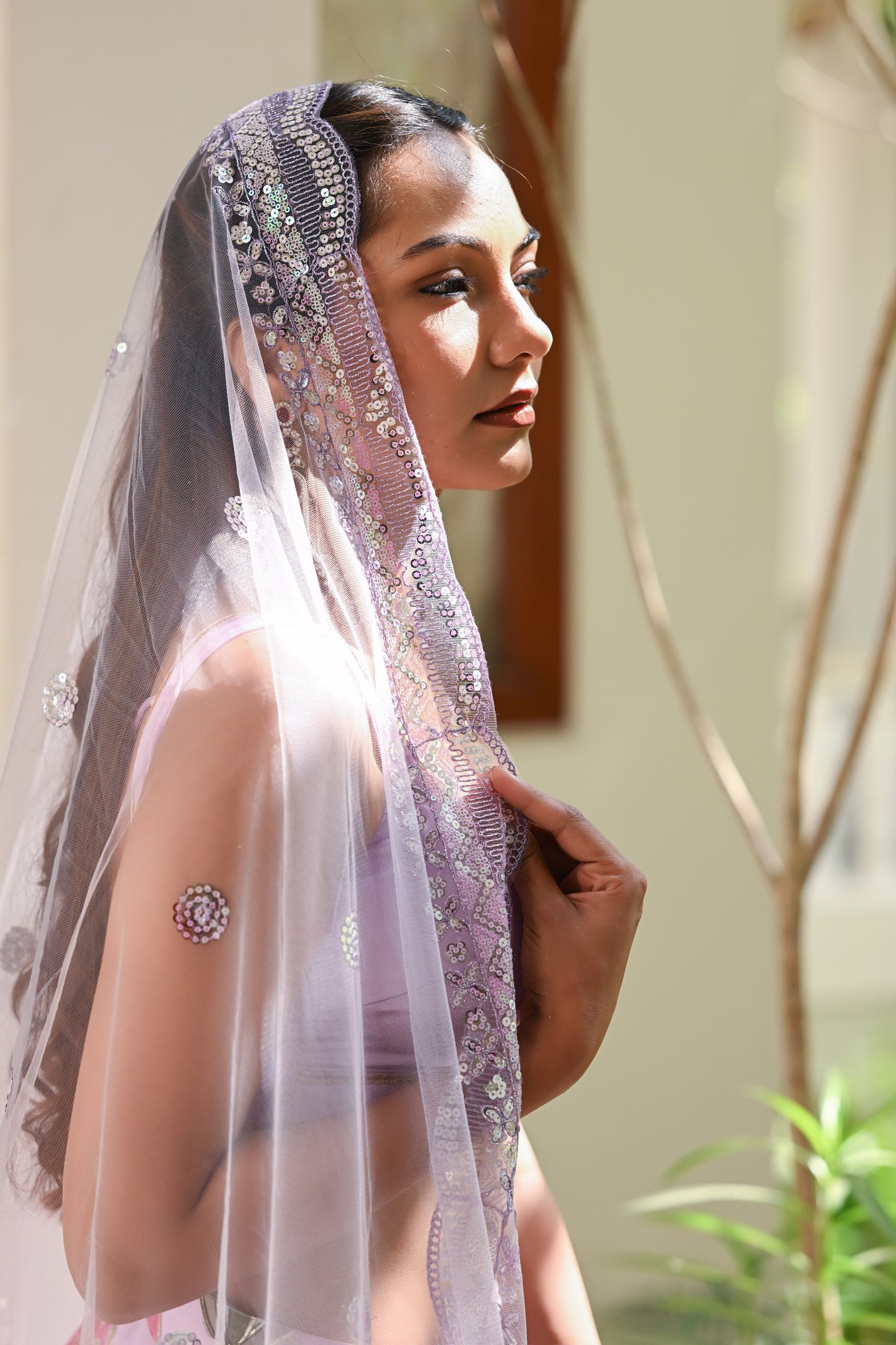 Lavender Multicolor Floral Embroidered Organza Lehenga