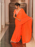 Orange Hand EmbroideryGeorgette Saree