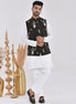 Dark Green Embroidered Raw Silk Nehru Jacket Set