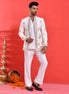 White Embroidered Japanese Silk Indo-Western Suit