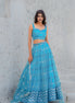Sky Blue Embroidered Chiffon Lehenga
