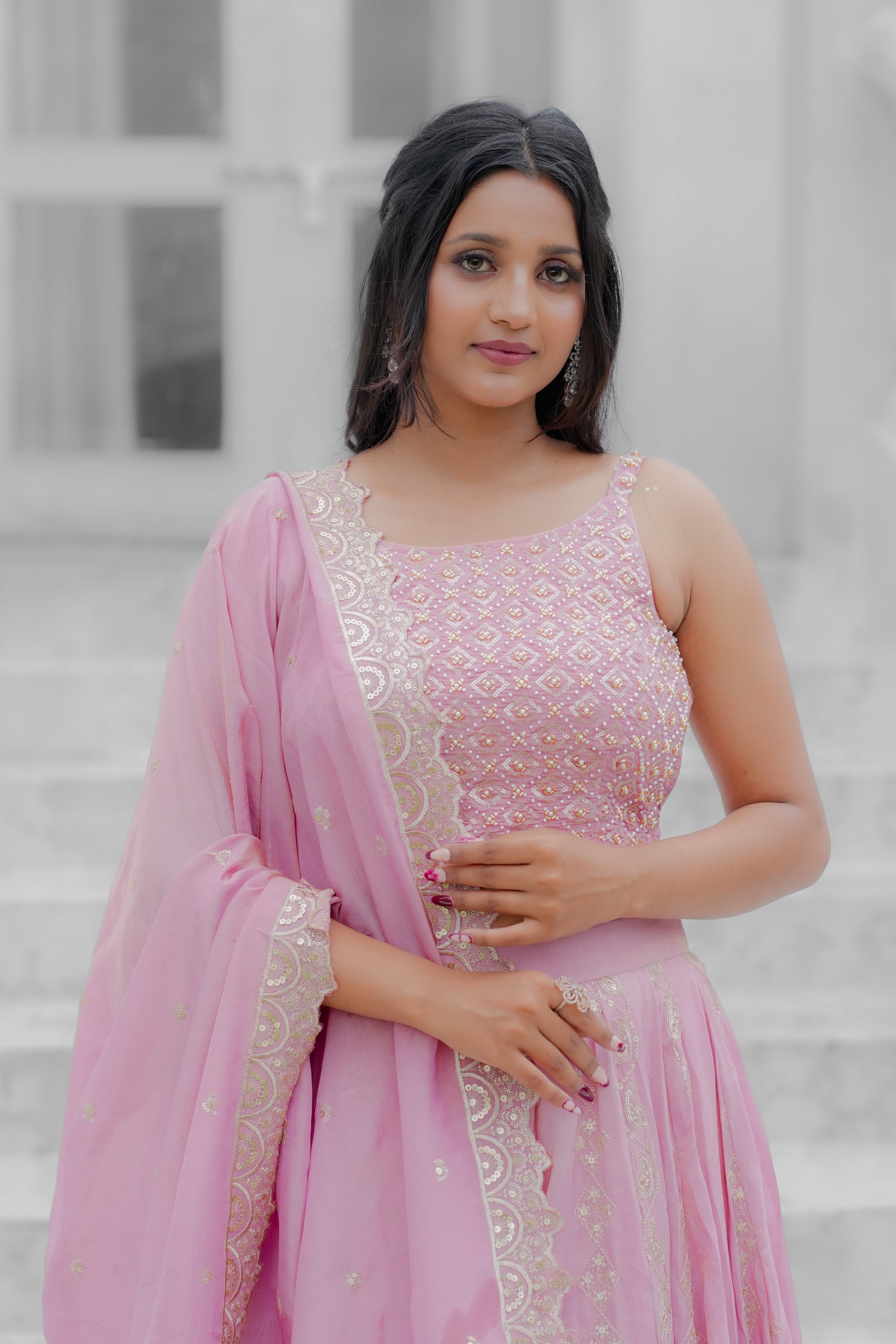 Pink Handwork Silk Lehenga