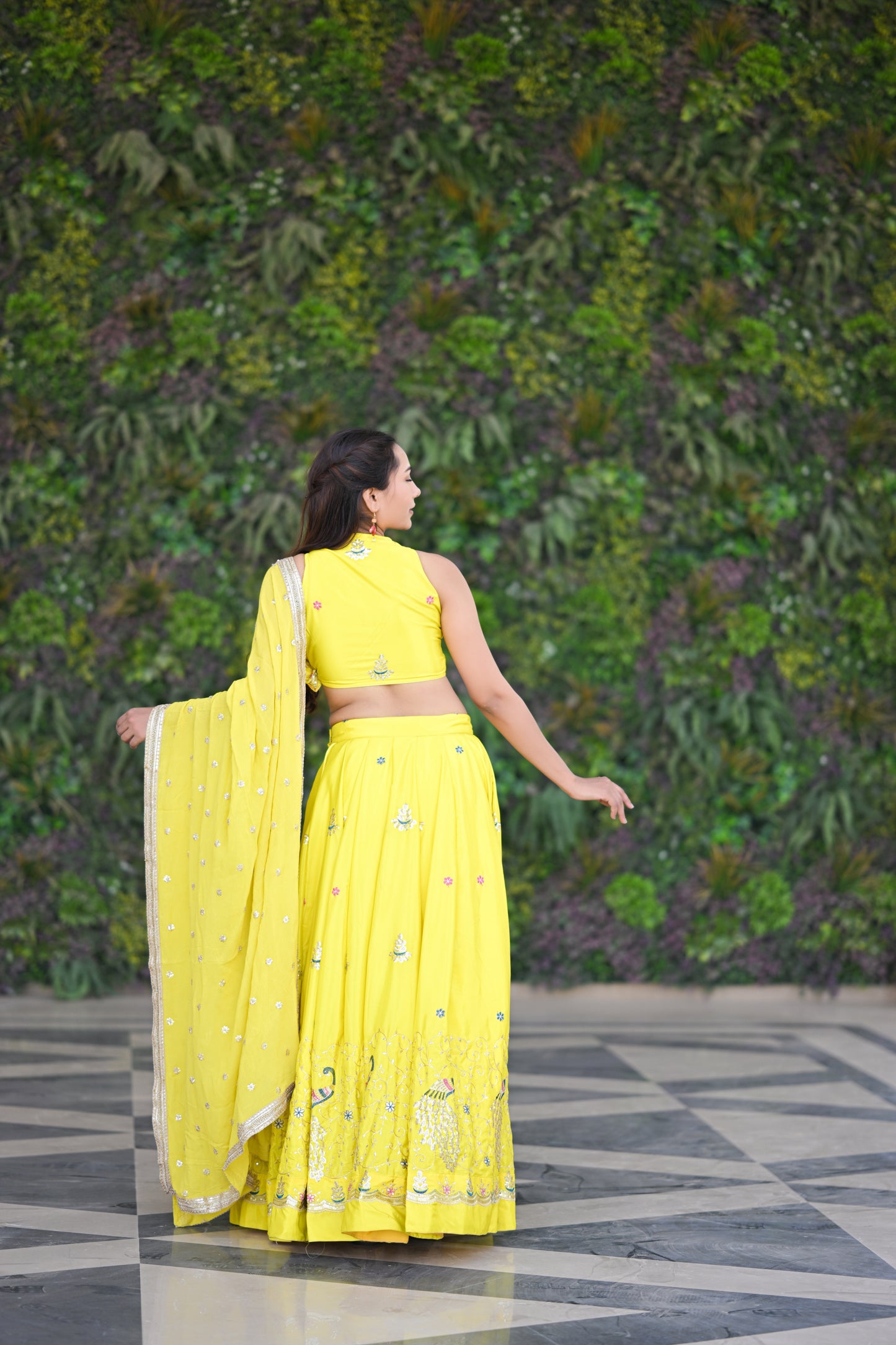 Bright Yellow Sparkle Embellished Lehenga