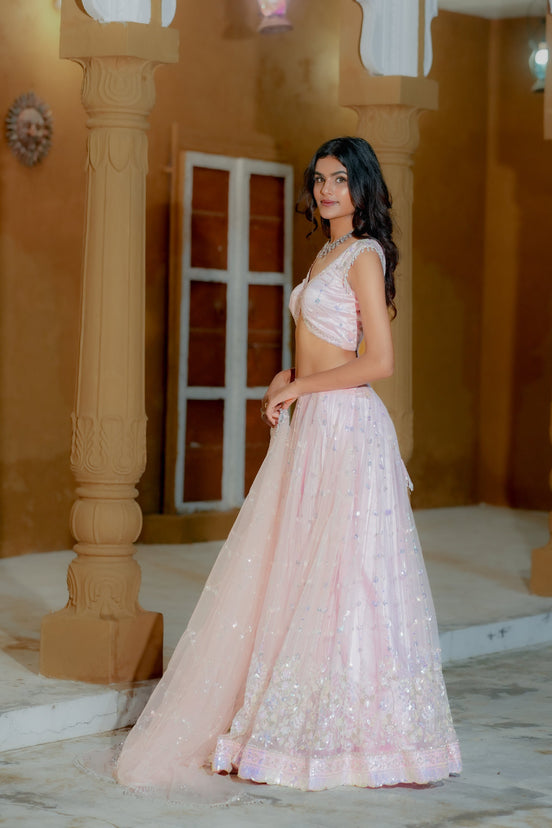 Pink Handwork Lehenga