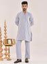 Powder Blue Hand-Embroidered Silk Kurta Set