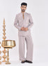 Taupe Embroidered Crepe Bandhgala Indo-Western Suit