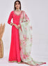 Hot Pink Hand-Embroidered Silk Anarkali Suit