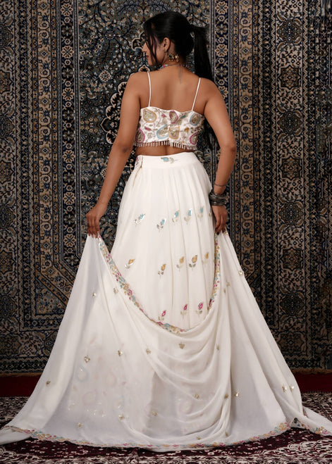 Ivory Multicolor Resham Embroidered Silk Lehenga - Liza’s FashionLiza’s FashionLehengaXXSIvory Multicolor Resham Embroidered Silk Lehenga