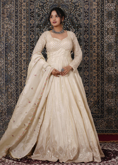 Ivory Hand - Work Silk Anarkali - Liza’s FashionLiza’s FashionAnarkaliXXSIvory Hand - Work Silk Anarkali