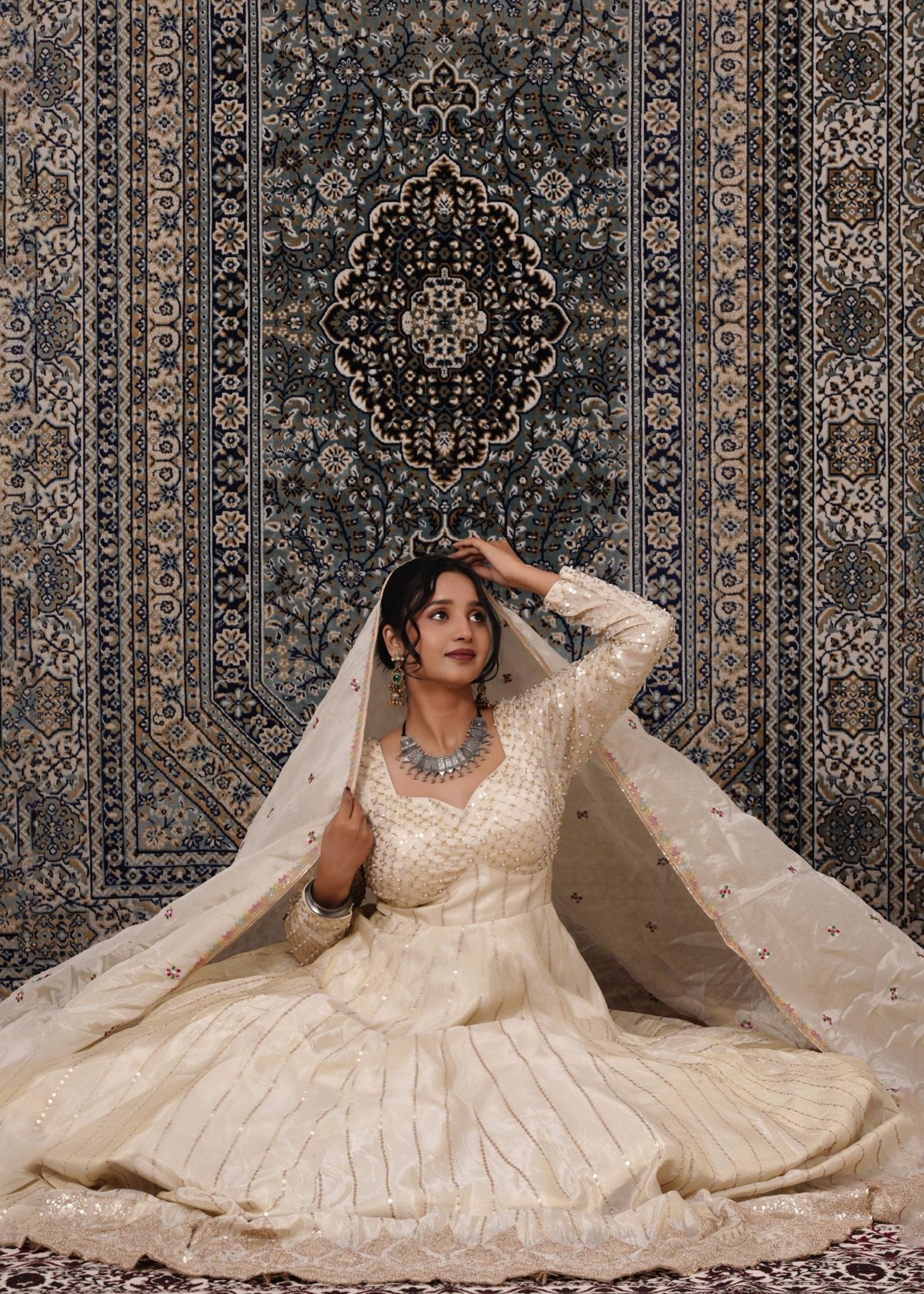 Ivory Hand - Work Silk Anarkali - Liza’s FashionLiza’s FashionAnarkaliXXSIvory Hand - Work Silk Anarkali