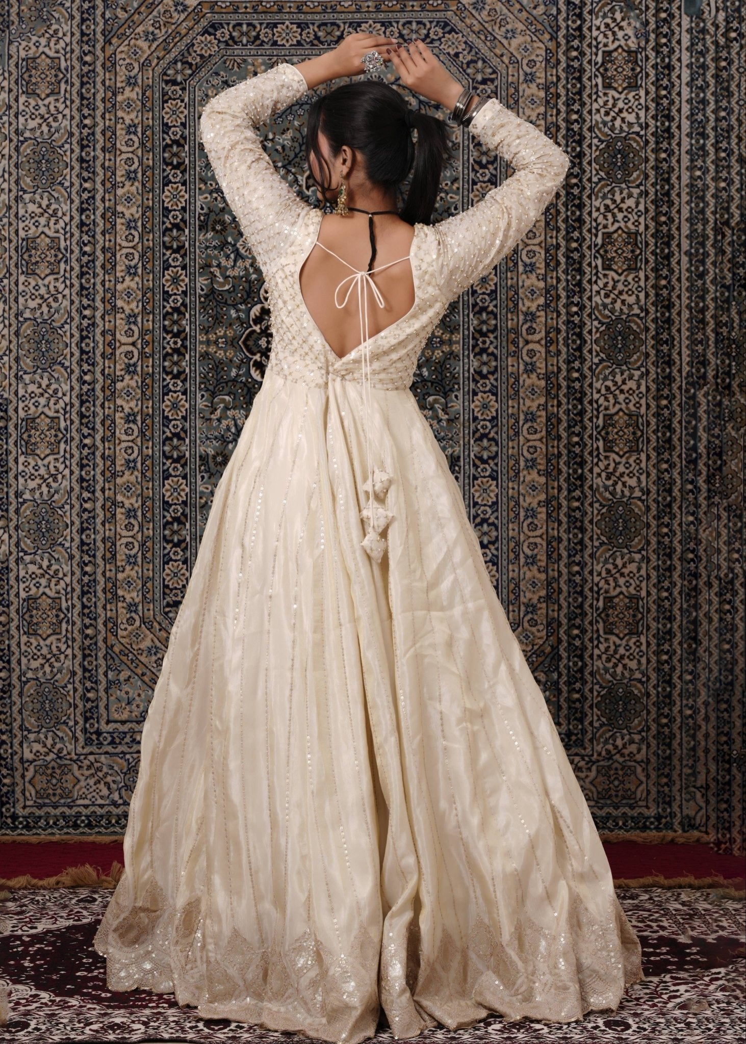 Ivory Hand - Work Silk Anarkali - Liza’s FashionLiza’s FashionAnarkaliXXSIvory Hand - Work Silk Anarkali