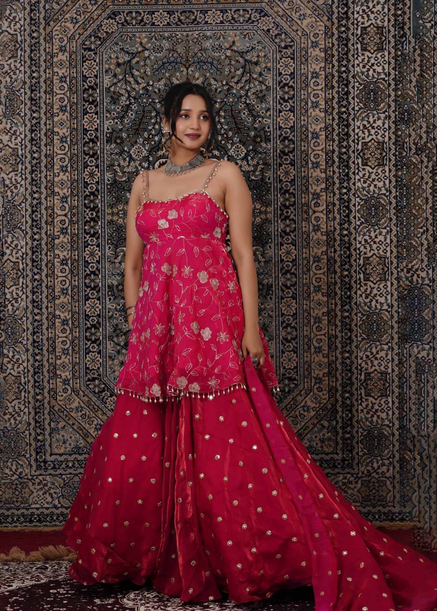 Pink Hand - Work Georgette Peplum Style Lehenga - Liza’s FashionLiza’s FashionLehengaXXSPink Hand - Work Georgette Peplum Style Lehenga