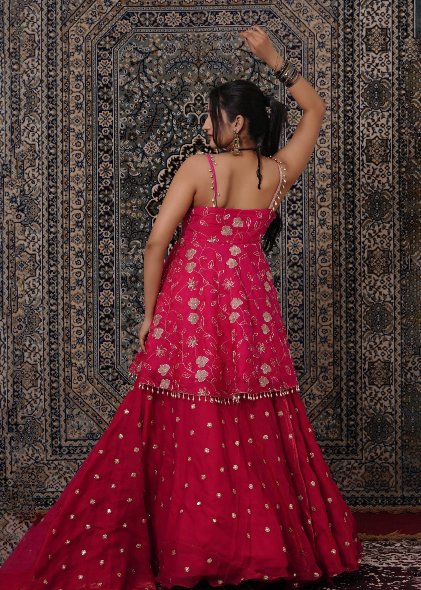 Pink Hand - Work Georgette Peplum Style Lehenga - Liza’s FashionLiza’s FashionLehengaXXSPink Hand - Work Georgette Peplum Style Lehenga