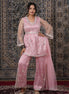 Blush Pink Peplum - Style Hand - Work Net Palazzo Suit - Liza’s FashionLiza’s FashionPalazzo SuitXXSBlush Pink Peplum - Style Hand - Work Net Palazzo Suit