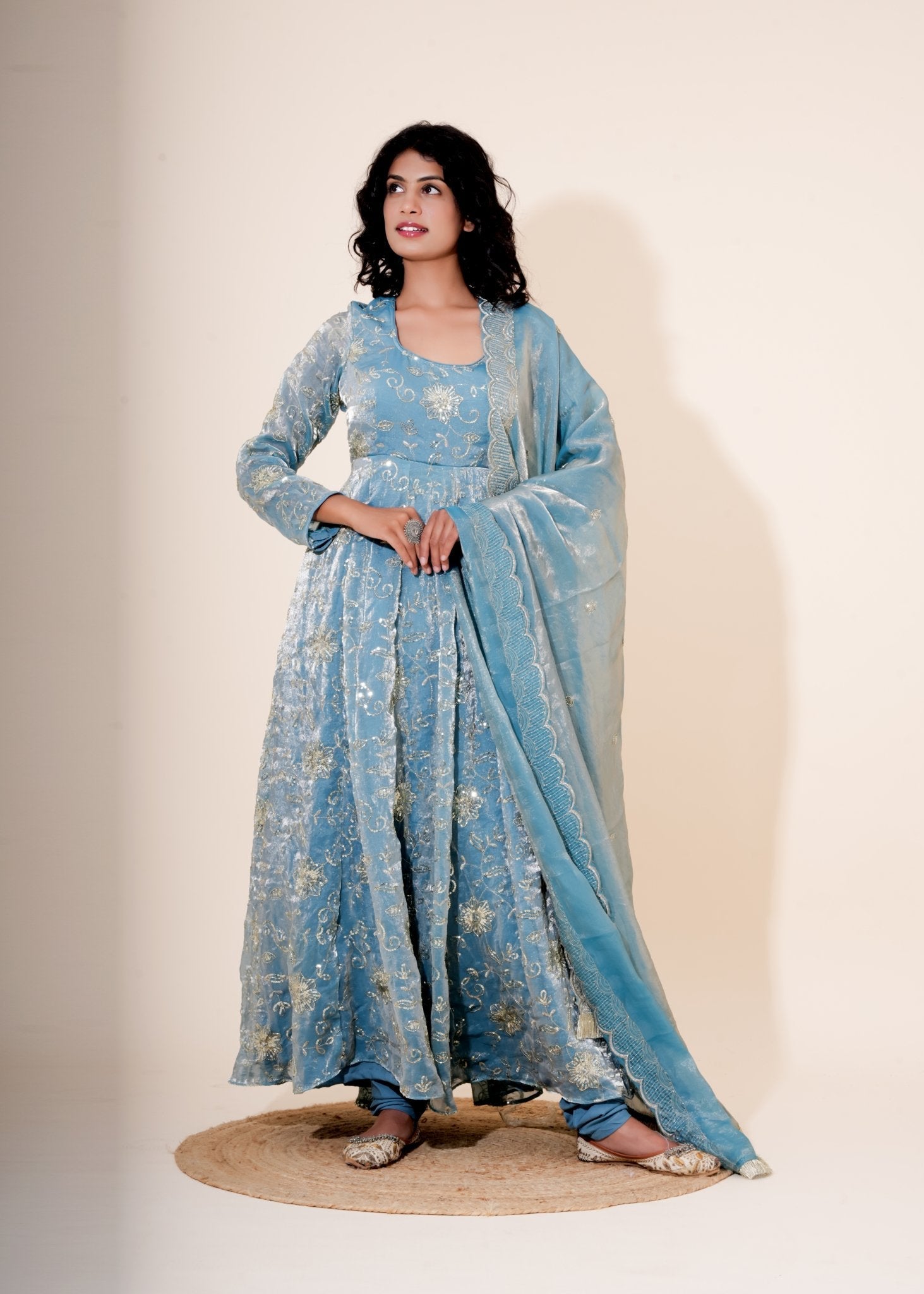 Powder Blue Hand - Work Silk Anarkali - Liza’s FashionLiza’s FashionAnarkaliXXSPowder Blue Hand - Work Silk Anarkali