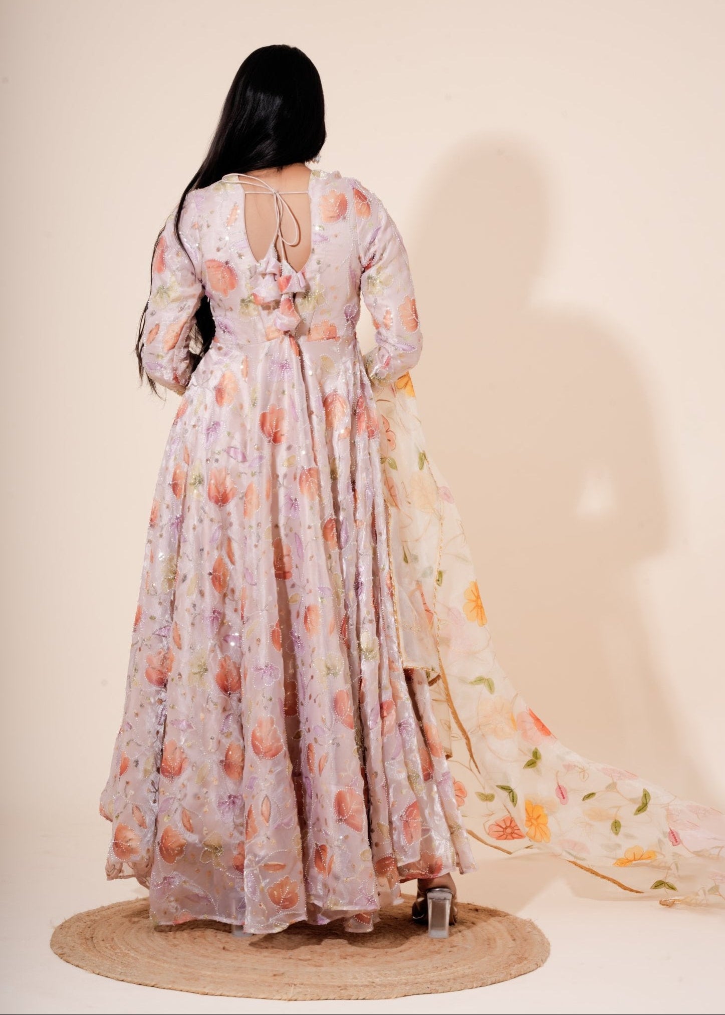 Pastel Pink Multicolor Floral Embroidered Organza Anarkali - Liza’s FashionLiza’s FashionAnarkaliXXSPastel Pink Multicolor Floral Embroidered Organza Anarkali