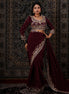 Dark Maroon Embroidered Crepe Silk Saree - Liza’s FashionLiza’s FashionNormal LehengaXXSDark Maroon Embroidered Crepe Silk Saree