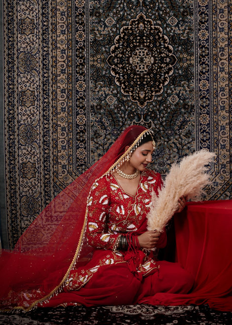 Red Hand - Work Georgette Saree With Matching Belt & Dupatta - Liza’s FashionLiza’s FashionSareeXXSRed Hand - Work Georgette Saree With Matching Belt & Dupatta